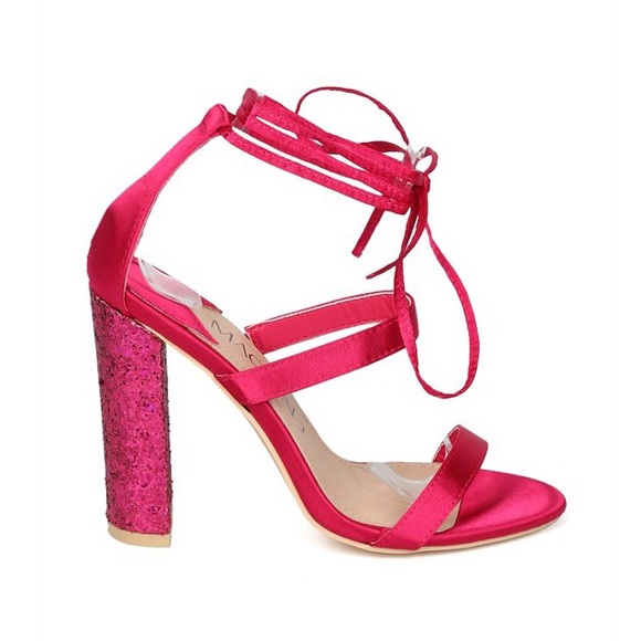 Shoes - Fuchsia glitter satin heel
